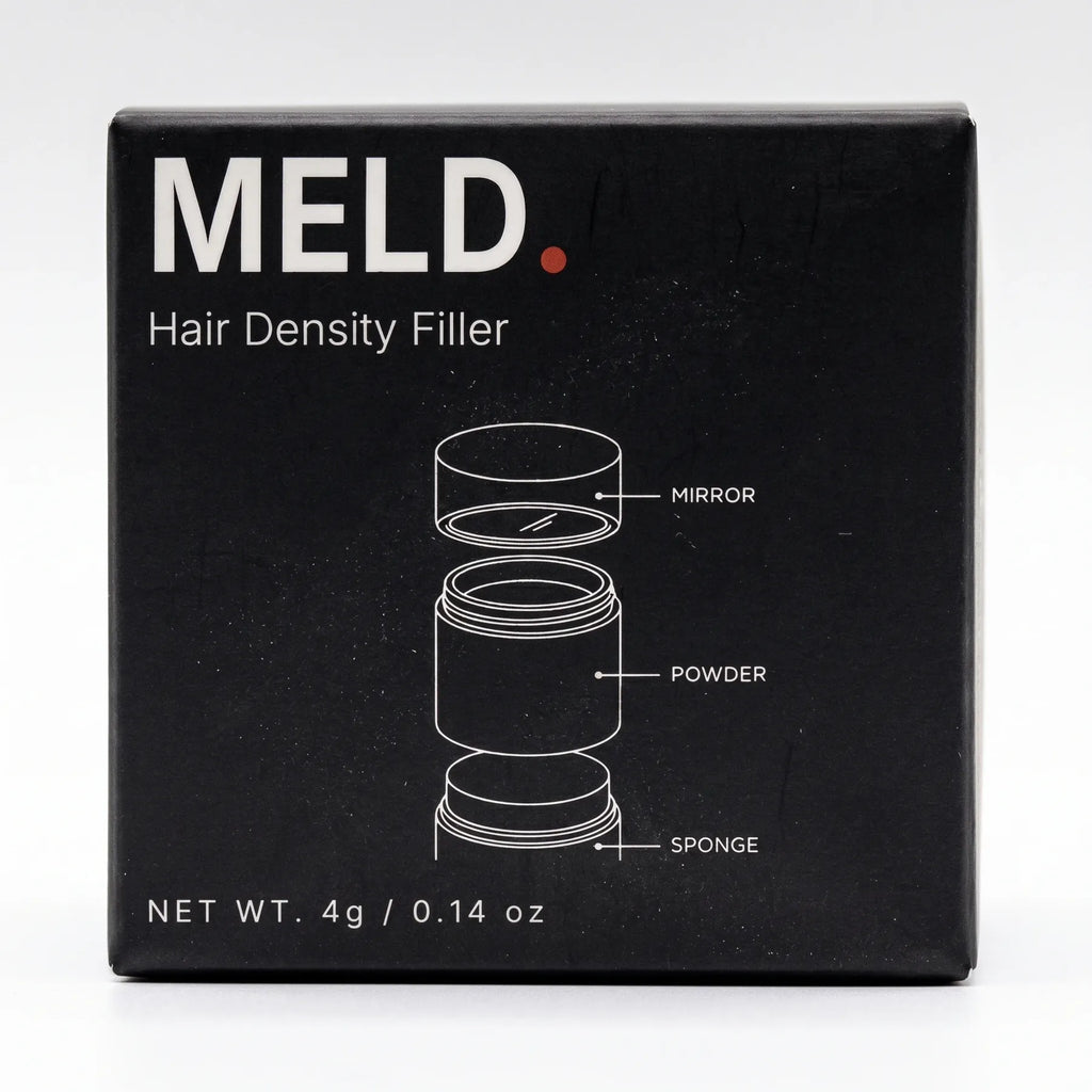 MELD Hair Density Filler box front, net wt 4g / 0.14 oz